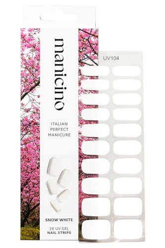 Manicino UV-Nagelfolie – langlebige Gel-Sticker für eine mühelose DIY-Maniküre mit Salon-Feeling, ob zu Hause oder unterwegs (Snow White, Standard) von manicino