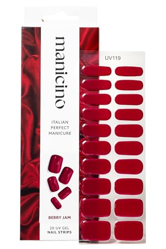 Manicino UV-Nagelfolie – langlebige Gel-Sticker für eine mühelose DIY-Maniküre mit Salon-Feeling, ob zu Hause oder unterwegs (Berry Jam, Standard) von manicino