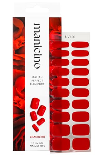 Manicino UV-Nagelfolie – langlebige Gel-Sticker für eine mühelose DIY-Maniküre mit Salon-Feeling, ob zu Hause oder unterwegs (Cranberry, Standard) von manicino