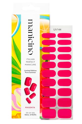Manicino UV-Nagelfolie – langlebige Gel-Sticker für eine mühelose DIY-Maniküre mit Salon-Feeling, ob zu Hause oder unterwegs (Magenta, Standard) von manicino