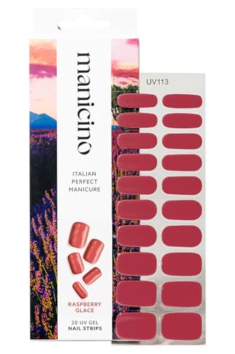 Manicino UV-Nagelfolie – langlebige Gel-Sticker für eine mühelose DIY-Maniküre mit Salon-Feeling, ob zu Hause oder unterwegs (Raspberry Glace, Standard) von manicino