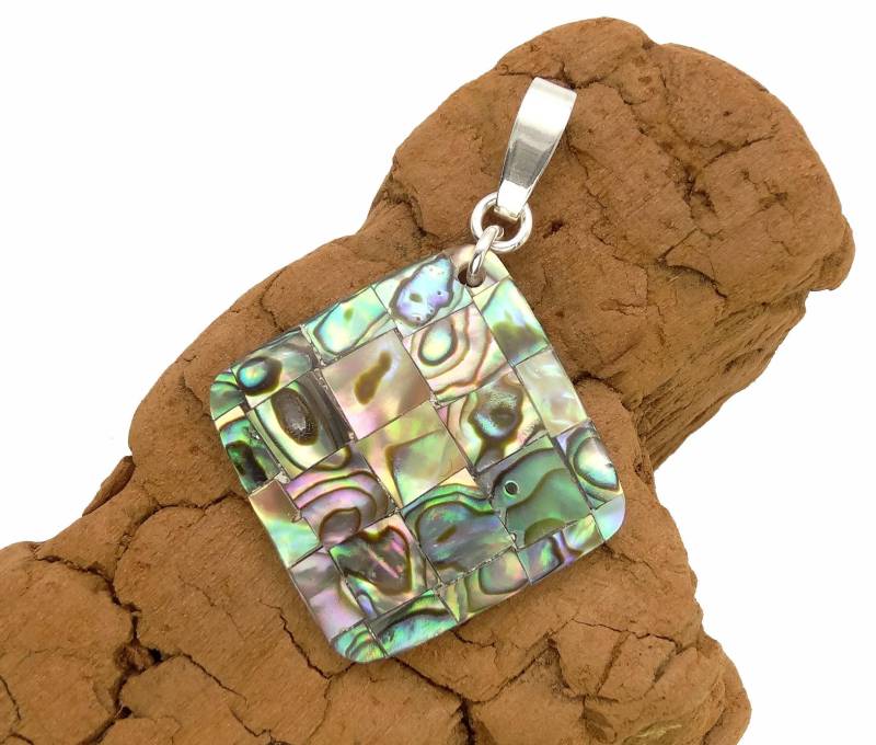 Paua Anhänger Mit Echt Silber Schlaufe - Shell Pendant With Sterling Silver Necklace Loop von manihikishop