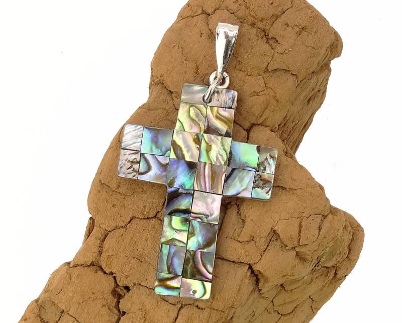 Paua Anhänger Mit Echt Silber Schlaufe - Shell Pendant With Sterling Silver Necklace Loop von manihikishop