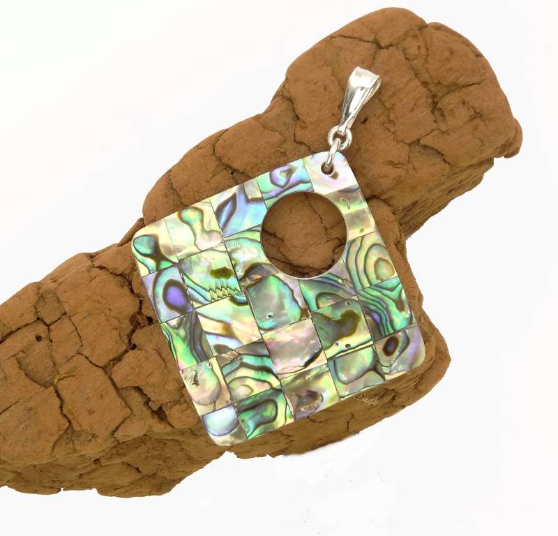 Paua Anhänger Mit Echt Silber Schlaufe - Shell Pendant With Sterling Silver Necklace Loop von manihikishop