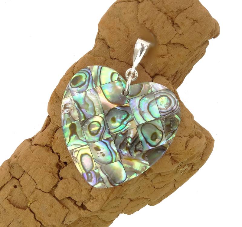 Paua Anhänger Mit Echt Silber Schlaufe - Shell Pendant With Sterling Silver Necklace Loop von manihikishop