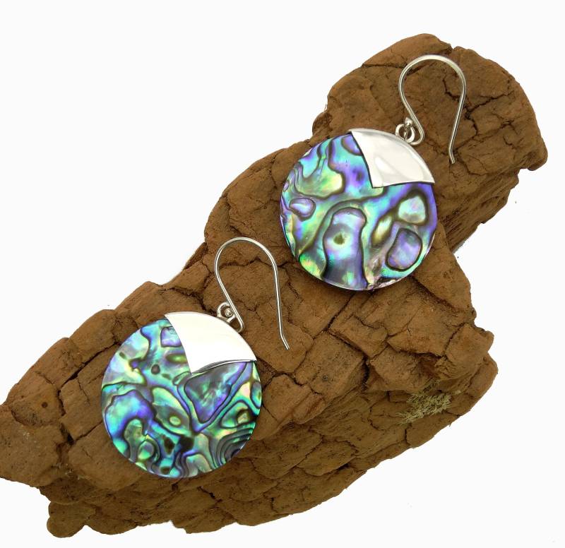 Paua Ohrhänger Mit Echt Silber Einfassung - Shell Earrings With Sterling Silver Setting von manihikishop