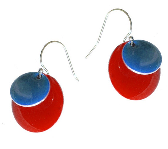 Emaille Und Silber Ohrringe von mannmadedesigns