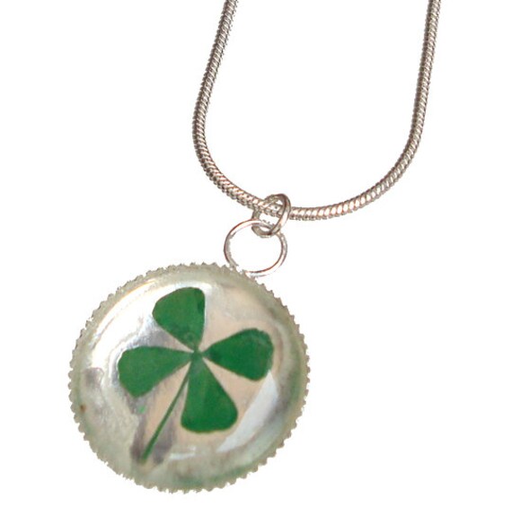 Lucky Four Leaf Klee/Silber Anhänger/st. Patricks Day von mannmadedesigns