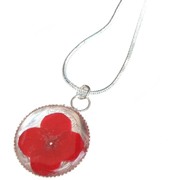 Rote Verbena /sterling Silber Anhänger von mannmadedesigns