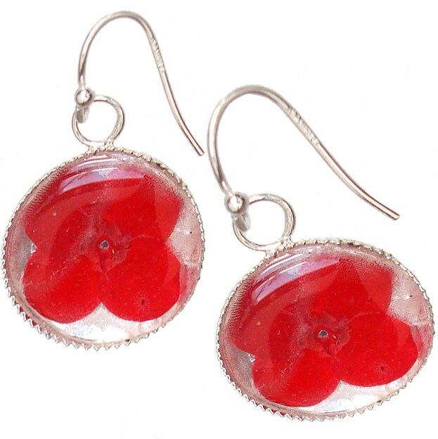 Rote Verbena Blume /sterling Silber Ohrringe von mannmadedesigns