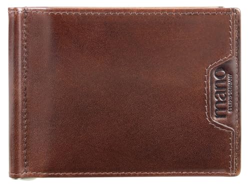 Mano Don Marco Dollarclip Geldbörse – Herren Damen Leder Clipgeldbörse - Credit Card Holder Wallet, Braun von mano