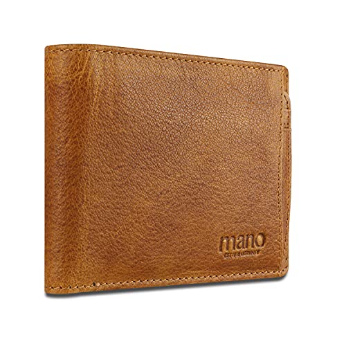 mano Don Pietro Geldbörse mit Kreditkartenetui Leder - Portemonnaie Herren Damen Querformat Cognac - Geldbeutel Portmonee Wallet Brieftasche Portmonaise von mano