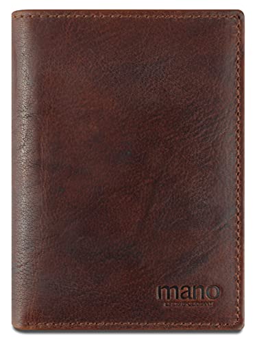 mano Don Simon Geldbörse Herren Leder – Portemonnaie Herren Hochformat mit Klappe – Geldbeutel Portmonee Wallet Brieftasche Männer Portmonaise, Braun von mano