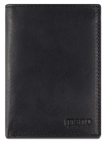 mano Don Simon Geldbörse Herren Leder – Portemonnaie Herren Hochformat mit Klappe – Geldbeutel Portmonee Wallet Brieftasche Männer Portmonaise, Schwarz von mano