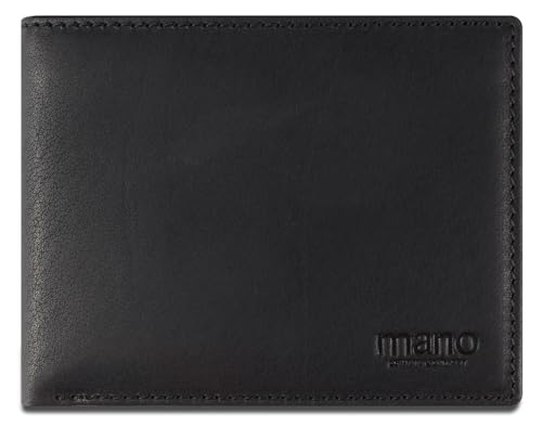 mano Don Simon Geldbörse Herren Leder – Portemonnaie Herren Querformat in Schwarz – Geldbeutel Portmonee Wallet Brieftasche Männer von mano