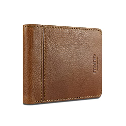 mano Don Montez Geldbörse Leder - Portemonnaie Herren Damen Querformat Cognac - Geldbeutel Portmonee Wallet Brieftasche Portmonaise von mano