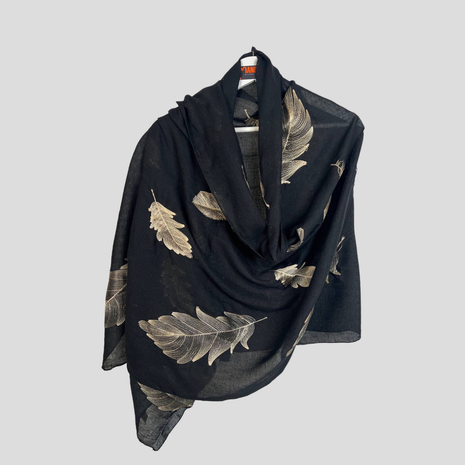 Eleganter Goldener Feder Bestickter Schal Handgemachter Baumwollschal Eleganter Goldener Feder Bestickter Schal Handgemachter Baumwollschal von manomaydesign