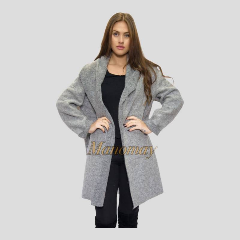 Winter-Damen Gekochte Wolle Mix 2 Taschen Lange Filz Duster Jacke Mantel Winter-Damen Gekochte Wolle Mix 2 Taschen Lange Filz Duster Jacke Mantel von manomaydesign