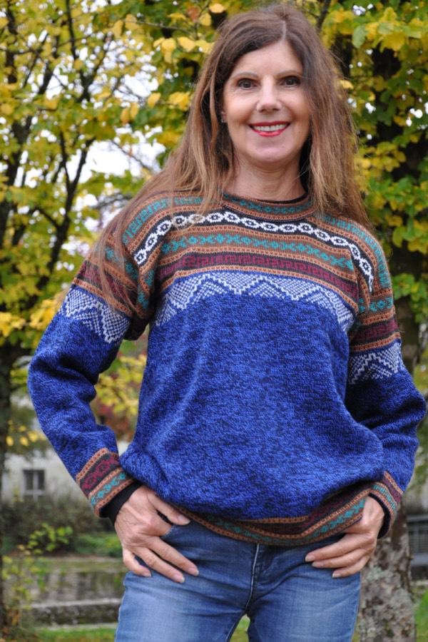 Pullover in Übergröße, Rundhalspullover Für Damen, Gerade Geschnittene Alpakapullover, Gestrickte Aus Alpakawolle, Alpakapullover Unisex-Pullover von manosdelperu