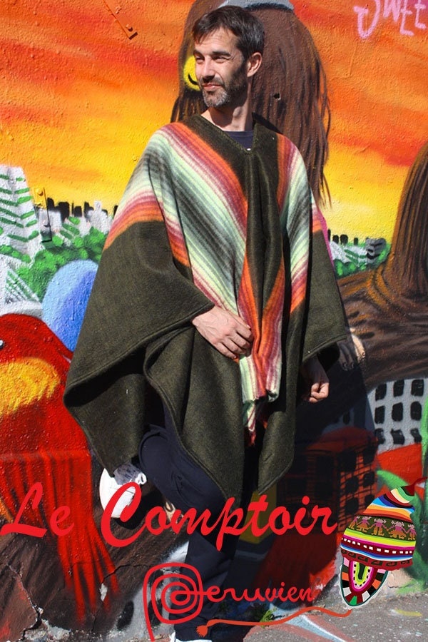 Poncho Einzigartiges Handgewebtes Modell, Herrenponcho, Unisex-Poncho Aus Alpakawolle, in Großen Größen, Gewebter Echter Alpakawolle von manosdelperu