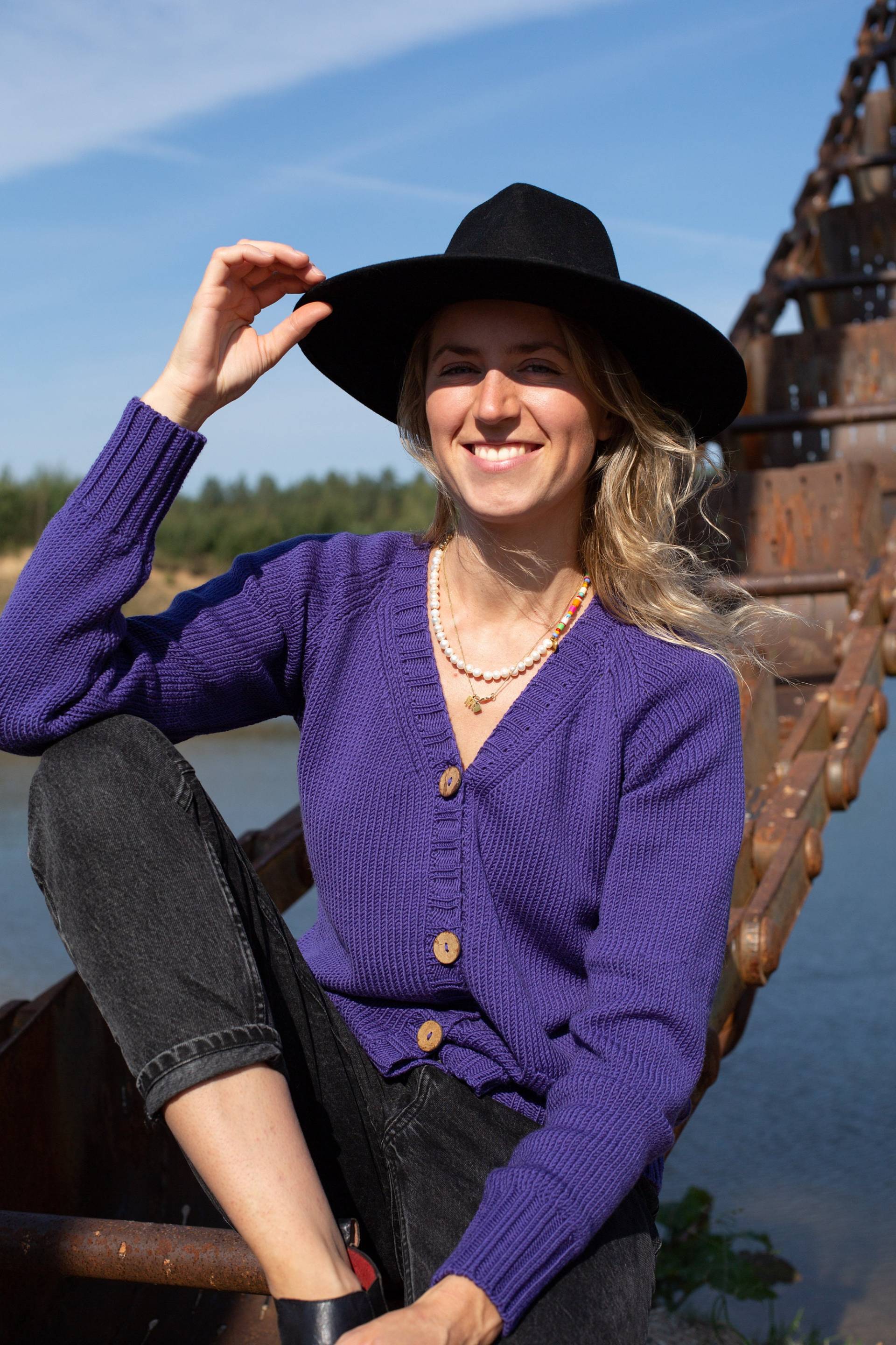 Adelaide Strickjacke, Lila Merino Wolle Offene Front Lange Winter Pullover, Frauen Strickjacke von mantaikotai