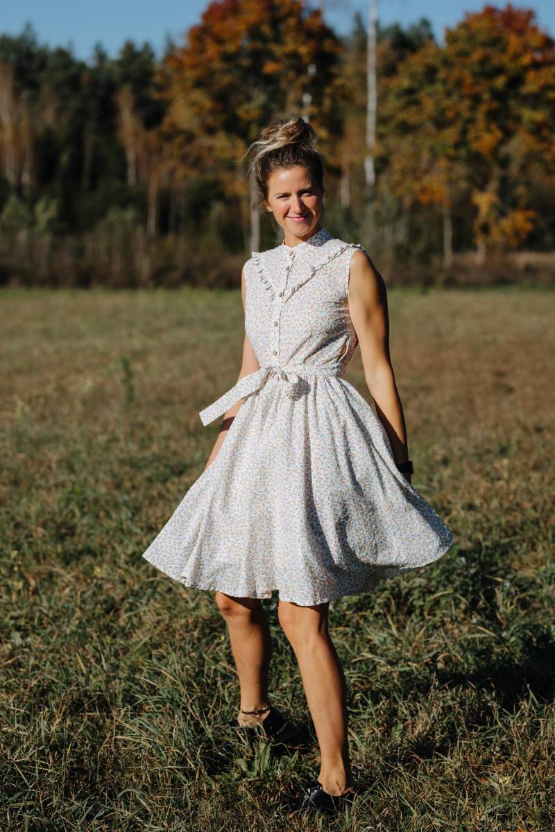 Austin Kleid, Brautjungfern Frauen Baumwollkleid, Kurzes Frauenkleid, Ärmelloses Kleid Mit Knöpfen, Sommerkleid, Limitierte Auflage von mantaikotai