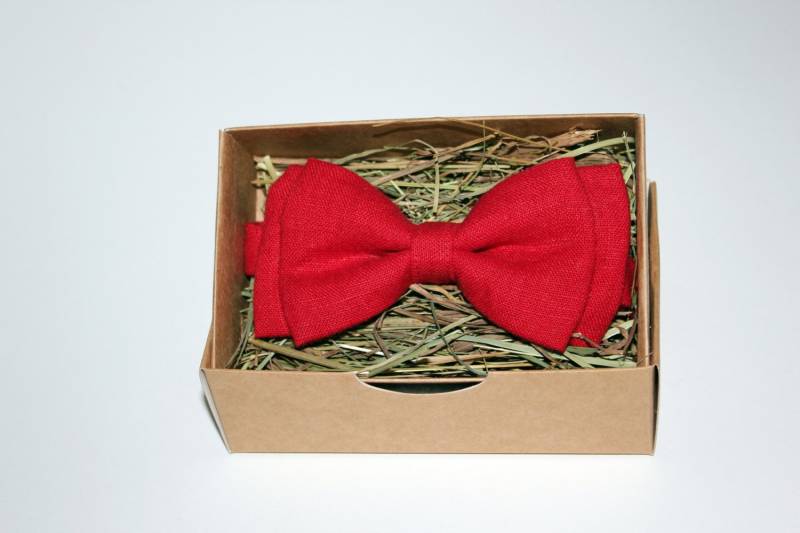 Bachelor Fliege - Rote Leinen Hochzeit-Fliege Rustikale Formale Für Männer Geburtstag-Fliege von mantaikotai