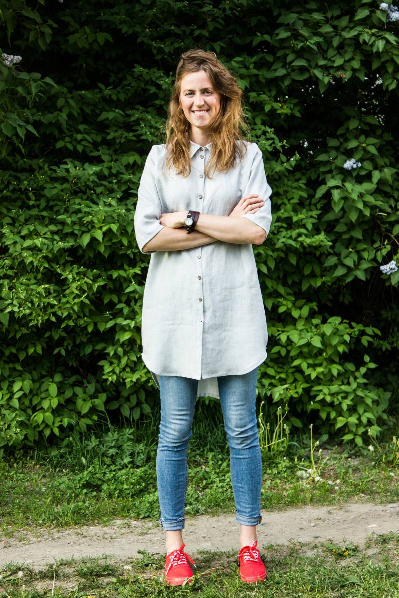 Bangkok Shirt - Leinen Oversized Tunika Long Loose Fit Damen Leichtes Grau von mantaikotai