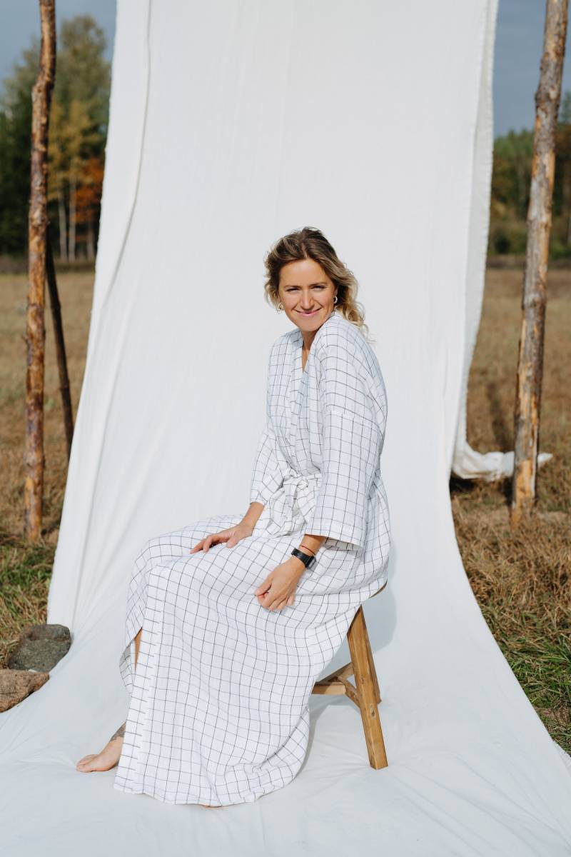 Brooklyn Kimono, Kimono Mit Weißen Karos von mantaikotai