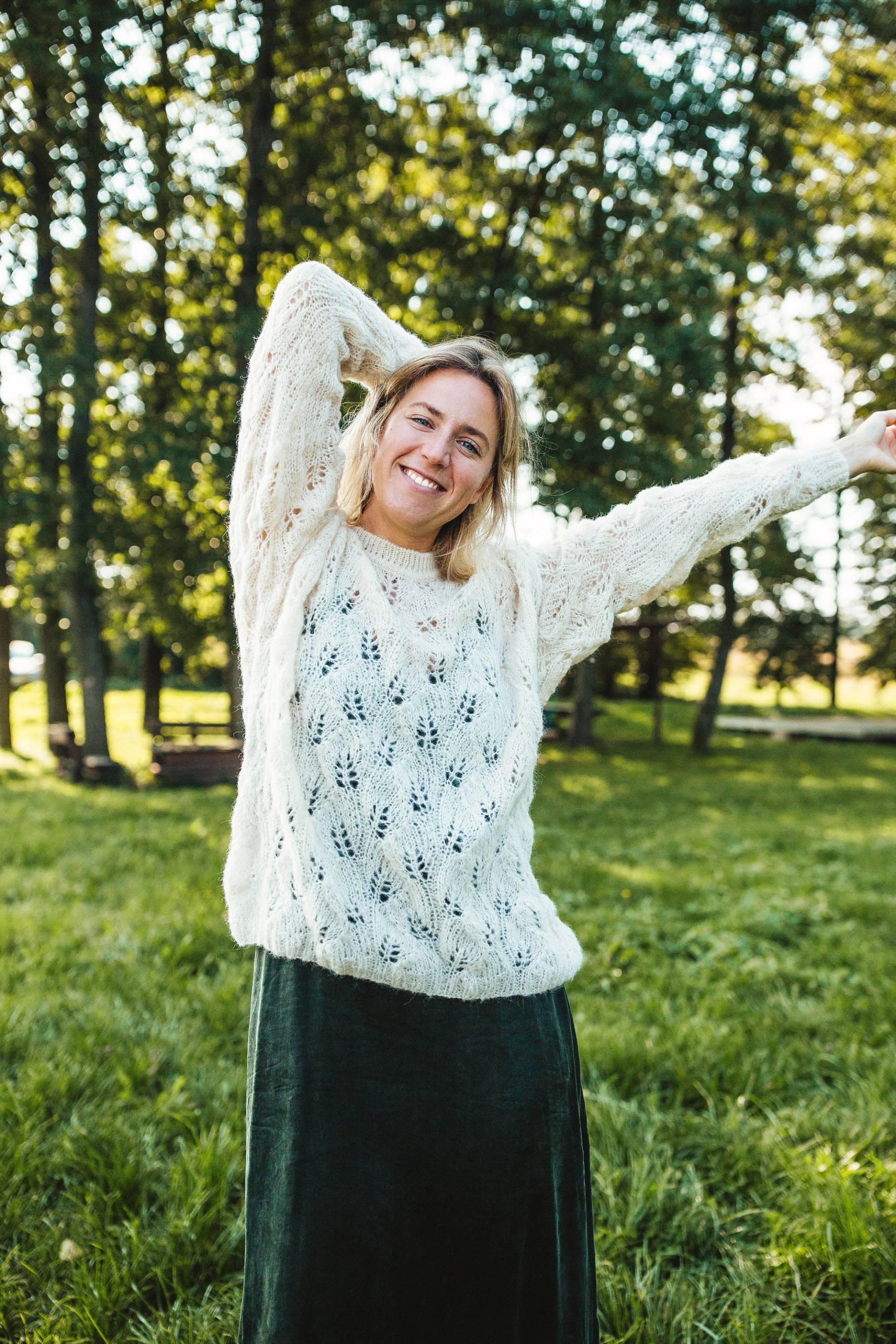 Etosha Pullover - Alpaka Wollpullover Handgestrickter Weißer Oversized Lockerer Damen von mantaikotai