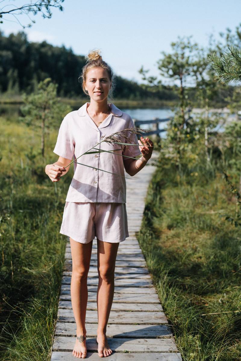 Lima Schlafanzug - Leinen Pyjama Top von mantaikotai