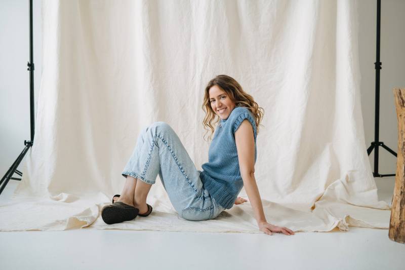 Lotus Weste, Gestrickte Wollweste, Blaue Turtleneck Winter Wolle Chunky Hand Übergroße Wollweste von mantaikotai