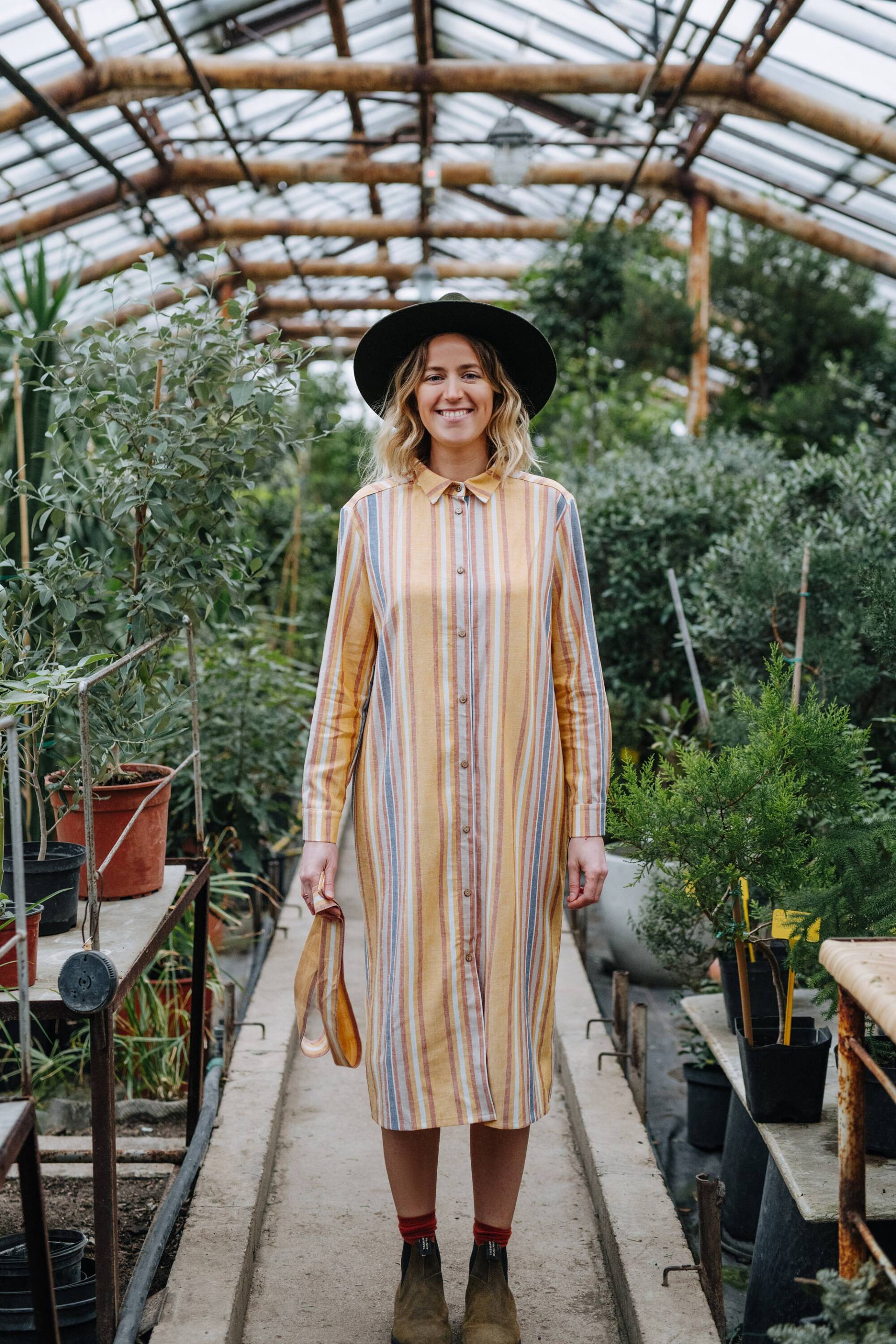 Luna Kleid, Frauen Shirt Kleid Mit Langen Ärmeln, Kragen, Gestreiftes Leinen Baumwoll Longshirt, Sommer Leinenhemd von mantaikotai