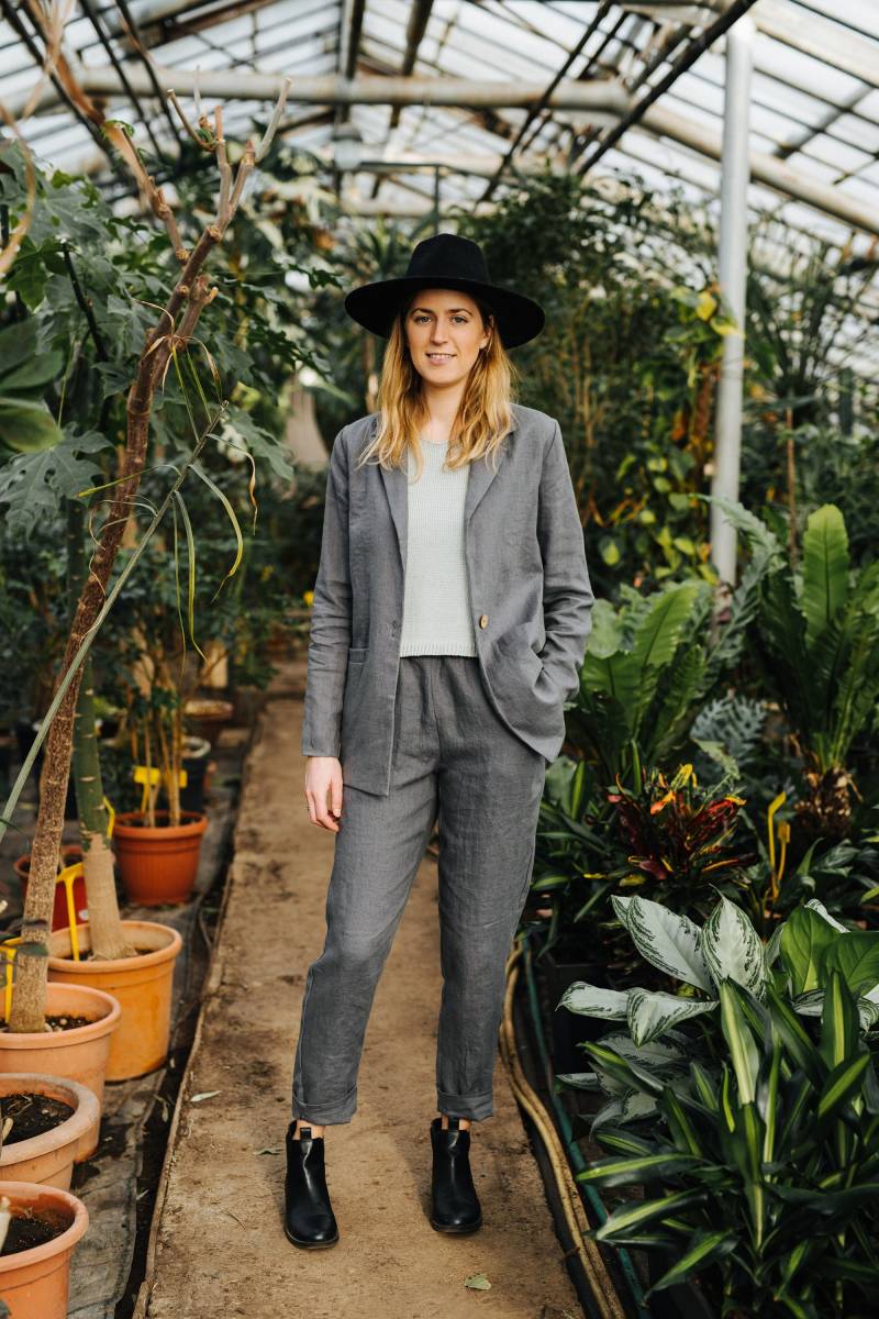 Milan Anzug, Leinenhose Grau, Leinenhose, Leinen Blazer, Set, Lange Hose, Frauen Leinenanzug von mantaikotai