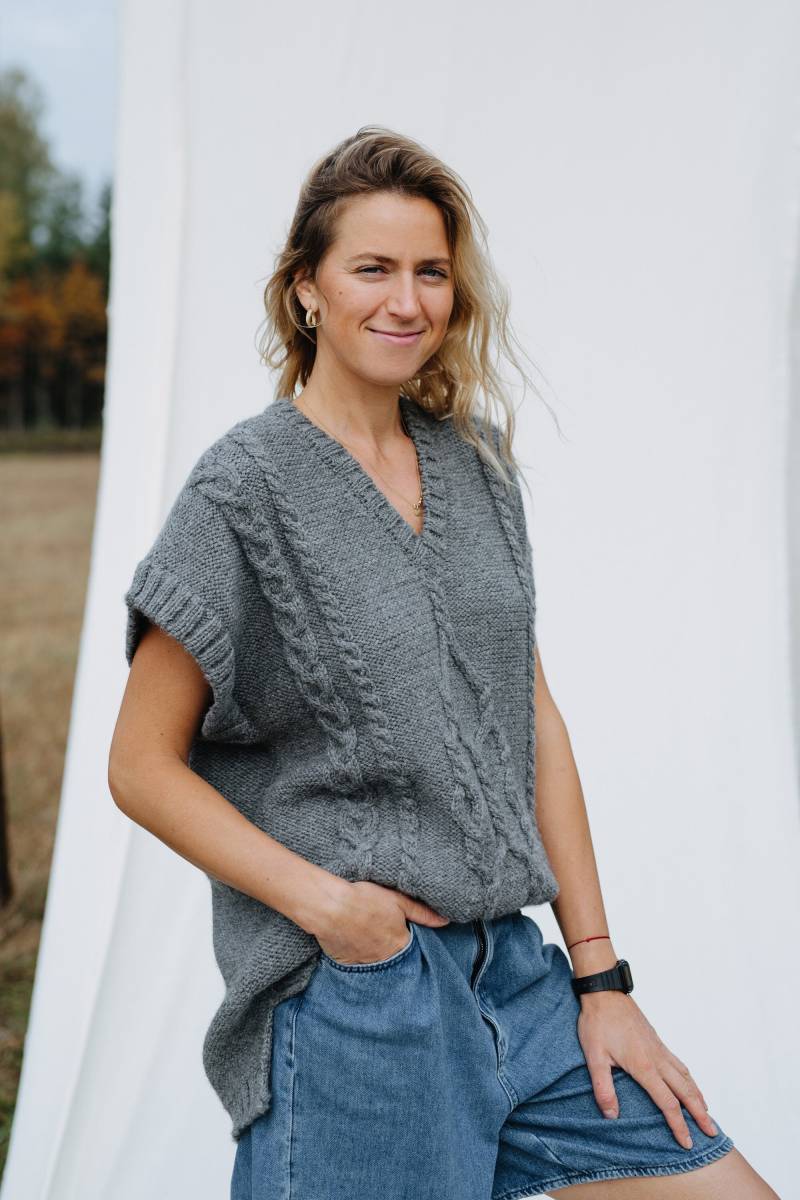 Nebraska Weste, Unisex Wollweste, Loose Fit Graue Winter Kuschlige Herren Damen Wollweste von mantaikotai