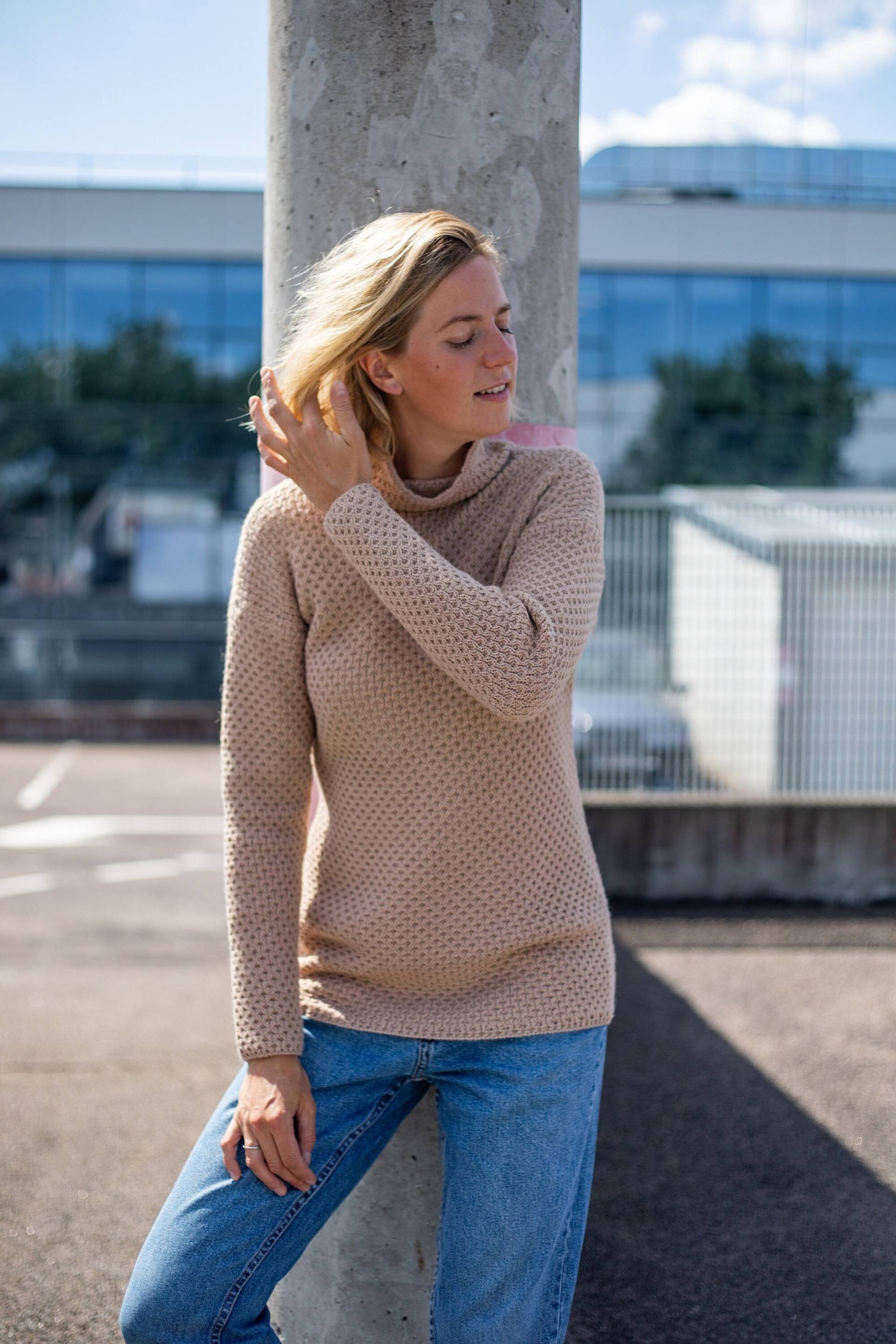 Phoenix Pullover, Alpaka Wolle Hand Gestrickter Kurzer Oversized Loose Fit Puller, Frauen Wollpullover von mantaikotai