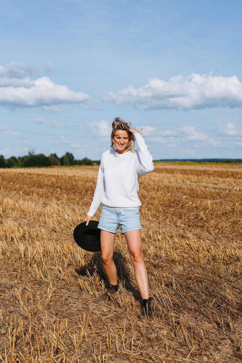 Ren Pullover - Rundhals Alpaka Wolle Weißer Winter Super Warm Oversized von mantaikotai