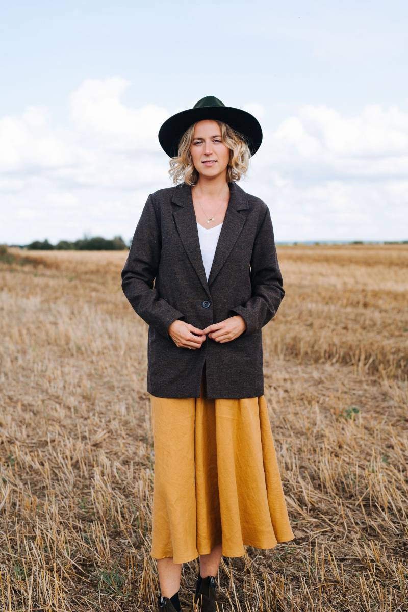 Riga Blazer - Braune Wolljacke Leichter Winterbrauner Mantel Wolle Damen Boho Long Wool Winterwolljacke von mantaikotai