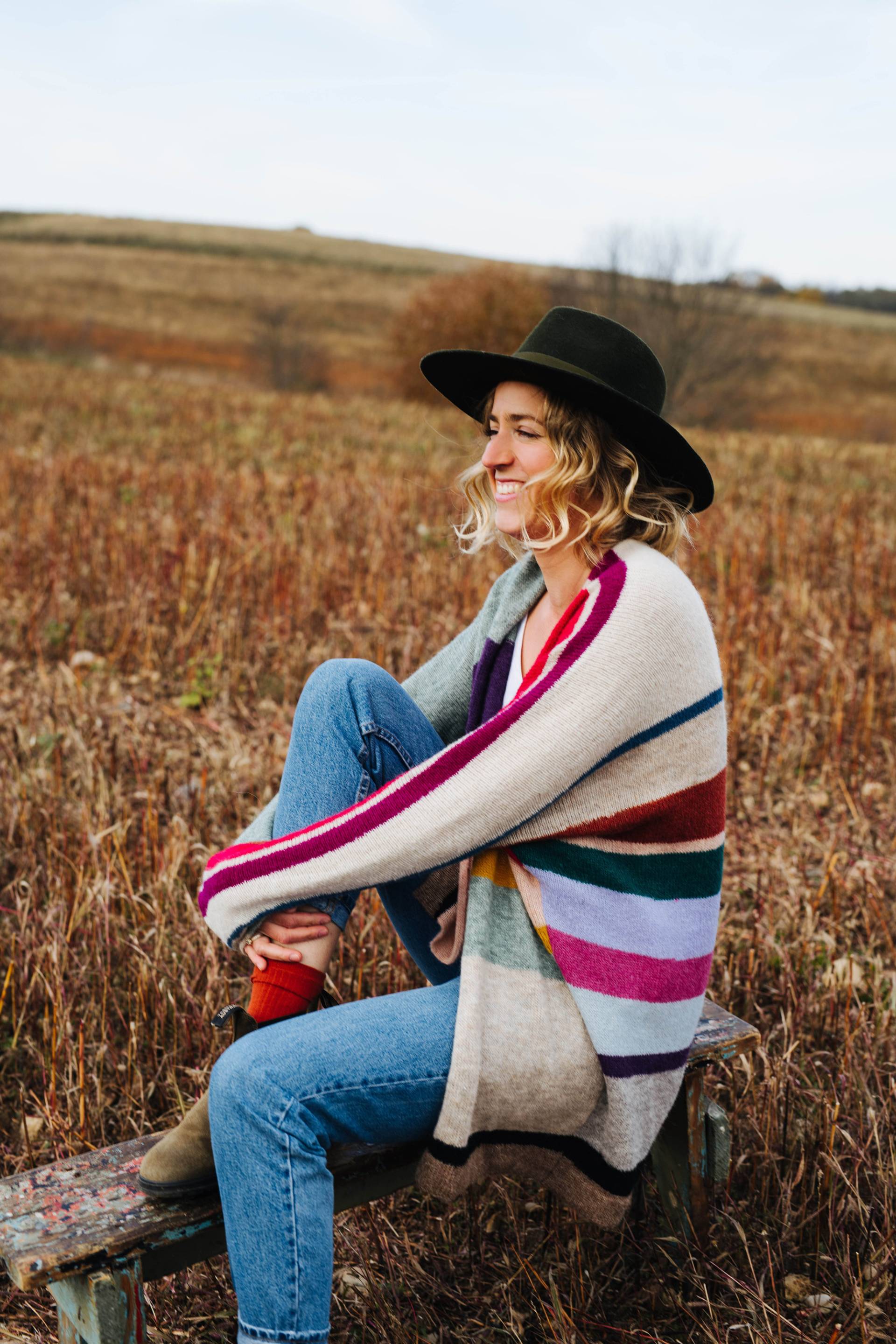 River Cardigan - Alpaka Wolle Strickjacke Bunte Pullover Piece Of Art Frauen Gestreifte Handmade von mantaikotai