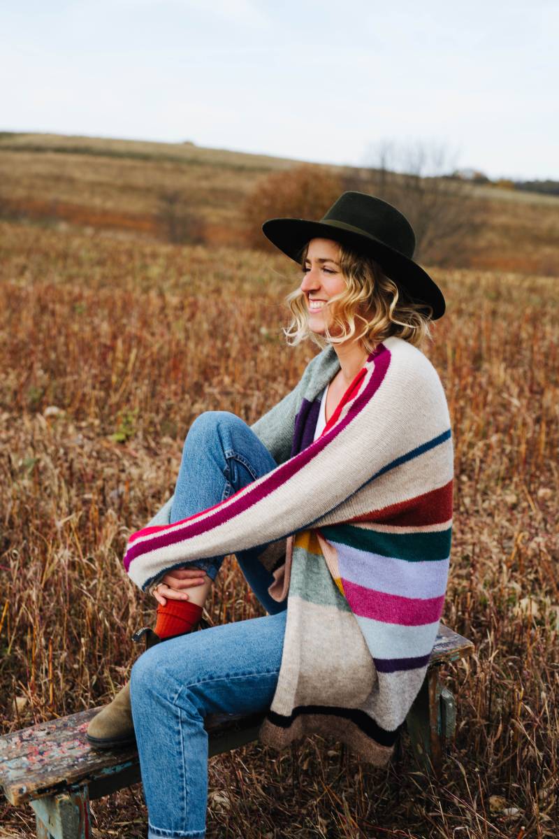 River Cardigan - Alpaka Wolle Strickjacke Bunte Pullover Piece Of Art Frauen Gestreifte Handmade von mantaikotai