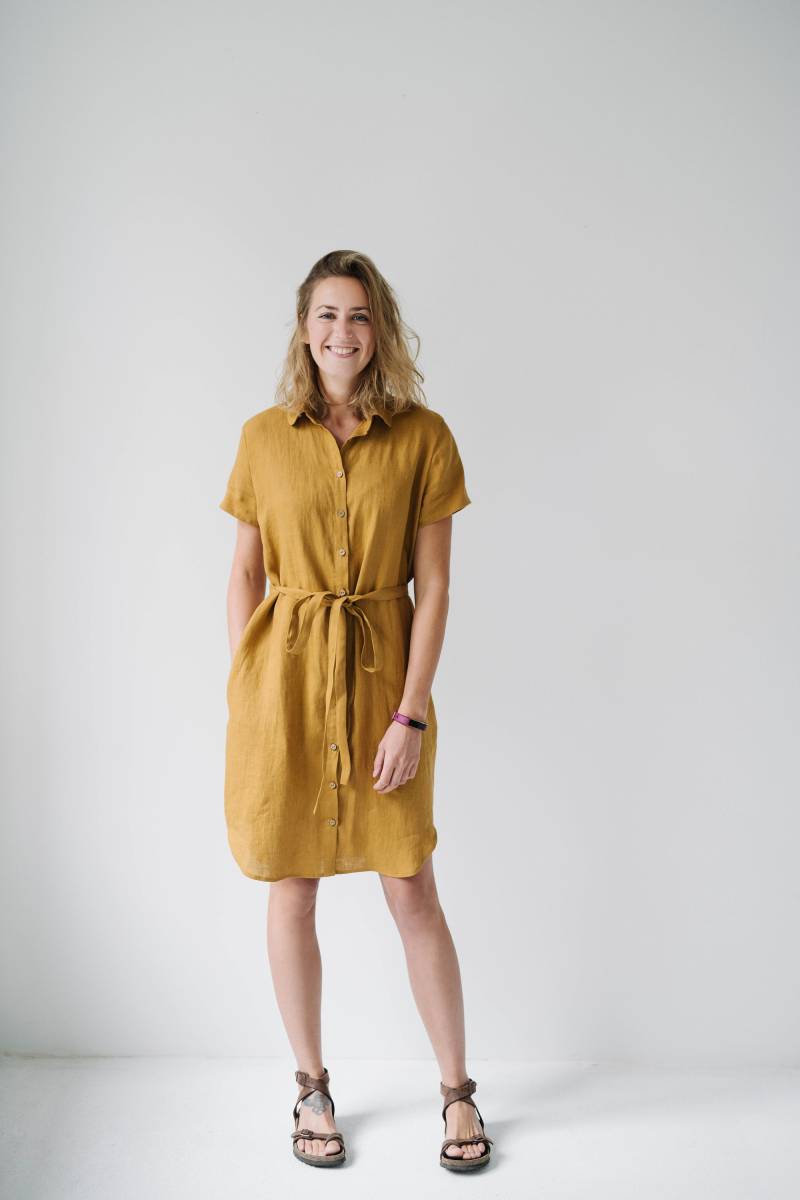 Roma Kleid - Senfkleid Umstandskleid Shirt Leinenkleid Leinenhemd Loose Fit Oversized Damenkleid von mantaikotai
