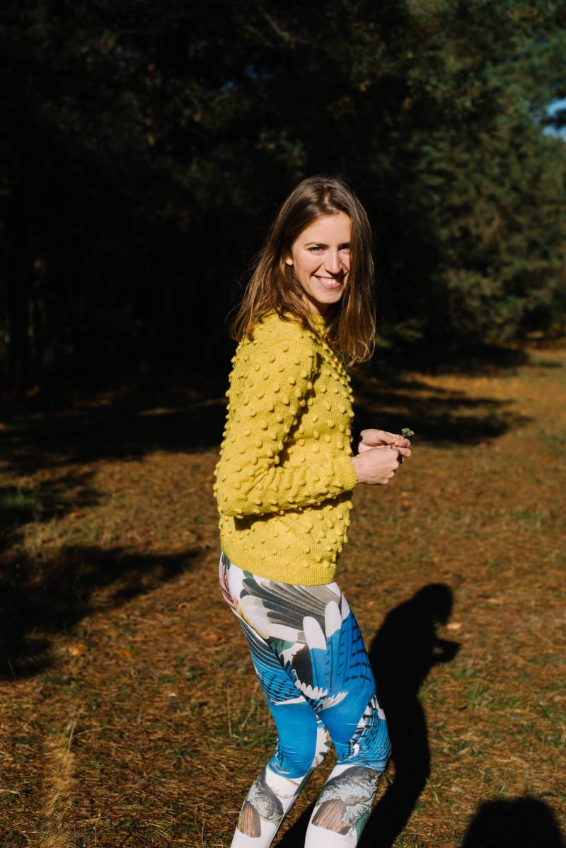 Sizilien Pullover - Pom Polka Dots Gelb Mit Punkten Merino Wolle Winter von mantaikotai