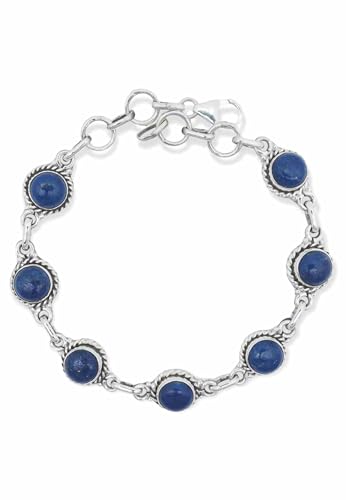 mantraroma Armband 925 Silber Lapis Lazuli Blauer Stein Edelstein Armreif Silber Damen Sterling Silber Geschenk (MAB-017-06) von mantraroma