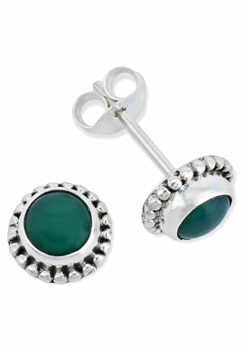 Ohrstecker 925 Silber grüner Onyx Stein Edelstein Ohrringe echt Silber Damen Sterling Silber Stecker Geschenk(MOS-025-14) von mantraroma
