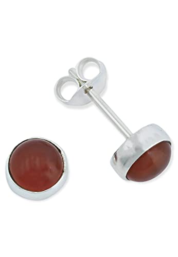 Ohrstecker 925 Silber Karneol orange roter Stein Edelstein Ohrringe echt Silber Damen Sterling Silber Stecker Geschenk(MOS-038-16) von mantraroma