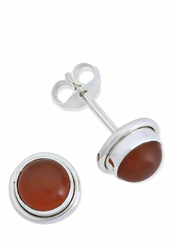 Ohrstecker 925 Silber Karneol orange roter Stein Edelstein Ohrringe echt Silber Damen Sterling Silber Stecker Geschenk(MOS-048-16) von mantraroma