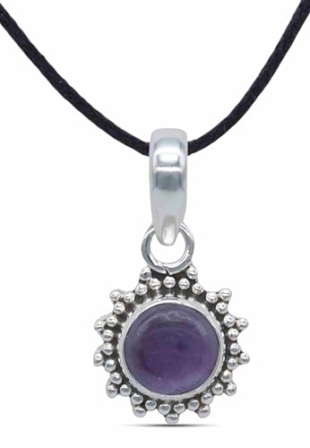 mantraroma Kettenanhänger 925 Silber Amethyst lila Stein Edelstein Damen Sterling Silber Halskette Anhänger Geschenk (MAH-126-01) von mantraroma