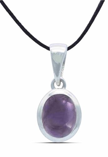 mantraroma Kettenanhänger 925 Silber Amethyst lila Stein Edelstein Damen Sterling Silber Halskette Anhänger Geschenk (MAH-159-01) von mantraroma