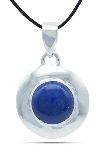 mantraroma Kettenanhänger 925 Silber Lapis Lazuli blauer Stein Edelstein Kettenanhänger Damen Sterling Silber Halskette Anhänger Geschenk (MAH-115-06) von mantraroma