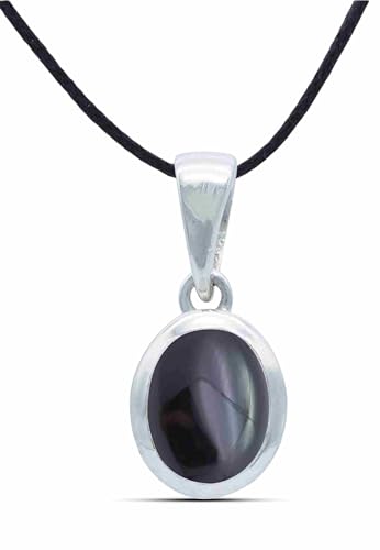 mantraroma Kettenanhänger 925 Silber Onyx schwarzer Stein Edelstein Kettenanhänger Damen Sterling Silber Halskette Anhänger Geschenk (MAH-159-03) von mantraroma
